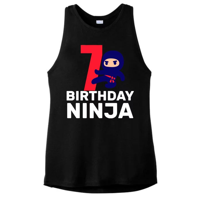 7th Birthday Ninja Ladies Tri-Blend Wicking Tank