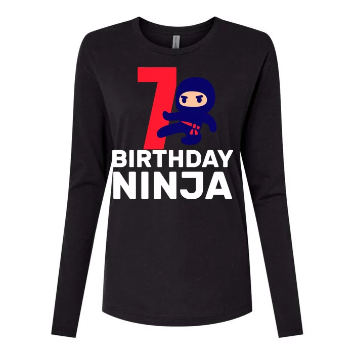 7th Birthday Ninja Womens Cotton Relaxed Long Sleeve T-Shirt