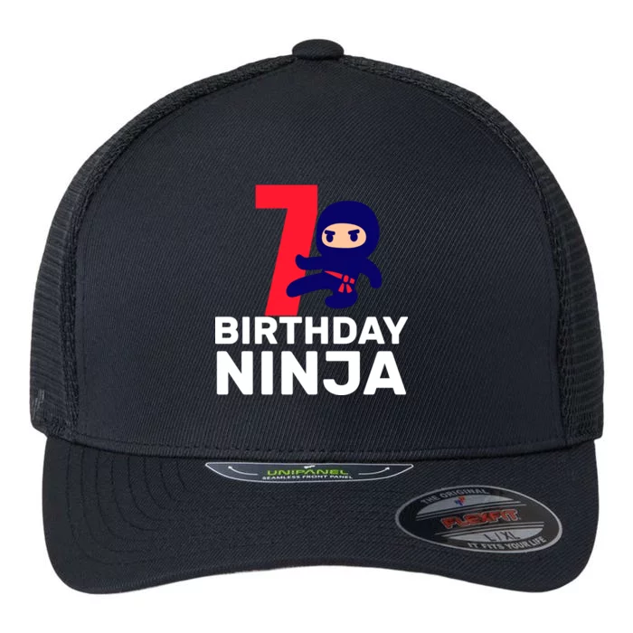 7th Birthday Ninja Flexfit Unipanel Trucker Cap