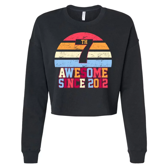 7th Birthday Vintage 7 Years Old Cropped Pullover Crew