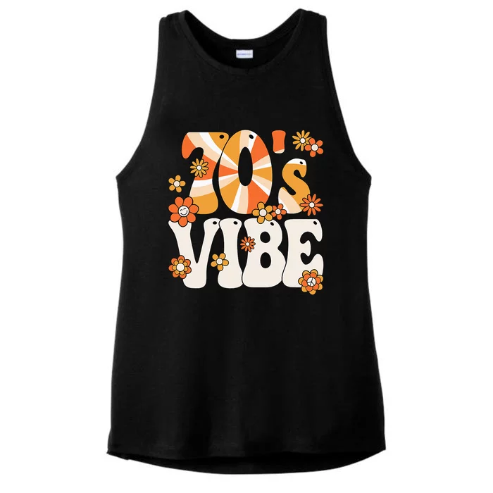 70s Vibe 70s Peace Groovy Hippie 70s Theme Party Ladies Tri-Blend Wicking Tank