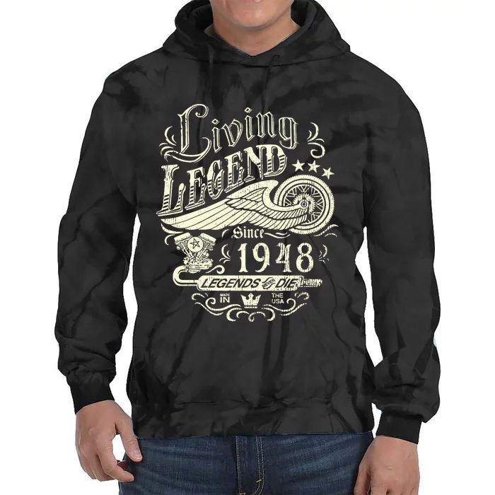 75th vintage Birthday 75 Living Legend Never Die 1948 Birthday Tie Dye Hoodie