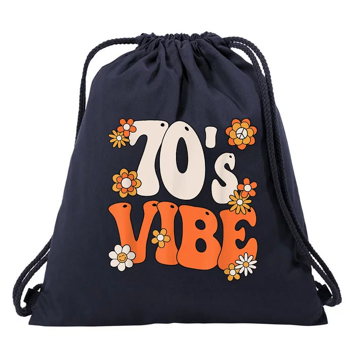 70's Vibe Costume 70s Party Outfit Groovy Hippie Peace Retro Drawstring Bag