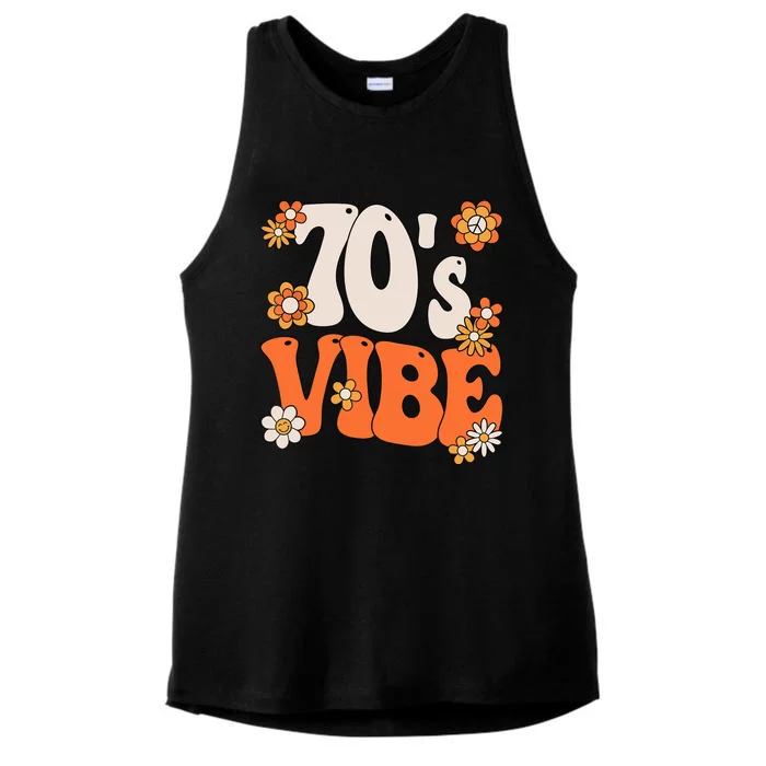 70S Vibe Costume 70s Party Outfit Groovy Hippie Peace Retro Ladies Tri-Blend Wicking Tank