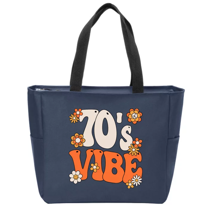 70S Vibe Costume 70s Party Outfit Groovy Hippie Peace Retro Zip Tote Bag