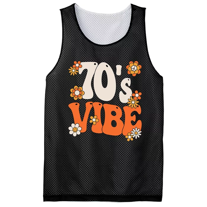 Teeshirtpalace 70's Vibe Costume 70s Party Outfit Groovy Hippie Peace Retro Mesh Reversible Basketball Jersey Tank