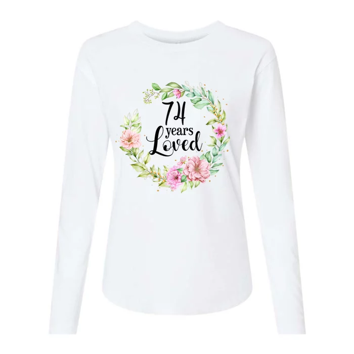 74 Years Loved 74 Year Old Women Floral 74th Birthday Gift Womens Cotton Relaxed Long Sleeve T-Shirt