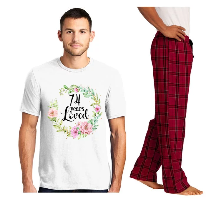 74 Years Loved 74 Year Old Women Floral 74th Birthday Gift Pajama Set