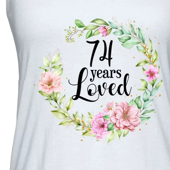 74 Years Loved 74 Year Old Women Floral 74th Birthday Gift Ladies Essential Flowy Tank