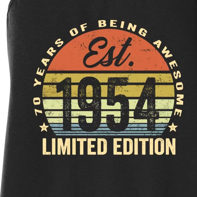 70 Years Of Being Awesome Est 1954 Limited Edition Women's Racerback Tank