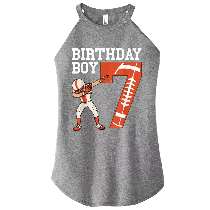 7 Years Old Boy Football Player 7th Football Birthday Boys Women’s Perfect Tri Rocker Tank