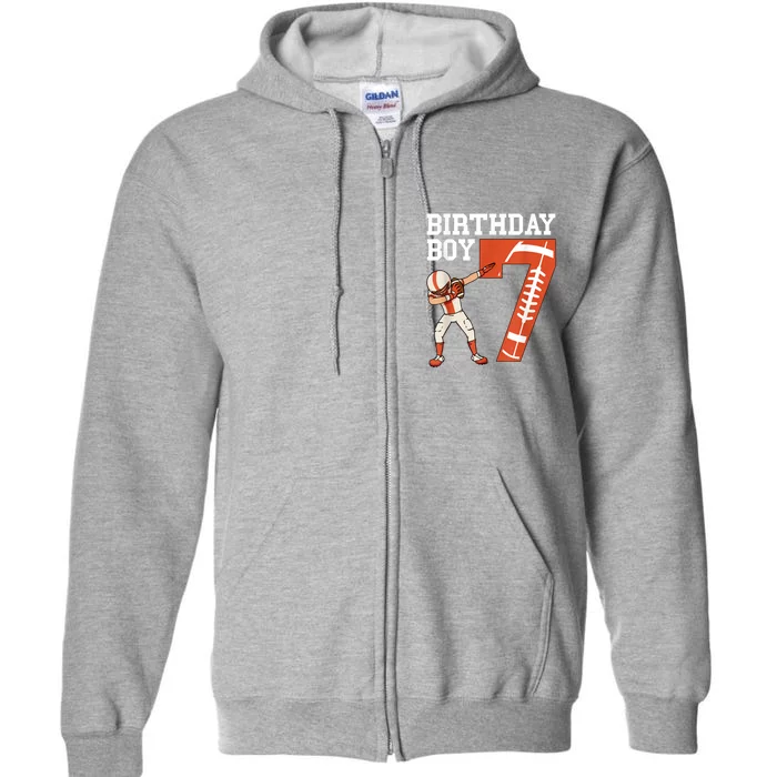 7 Years Old Boy Football Player 7th Football Birthday Boys Full Zip Hoodie