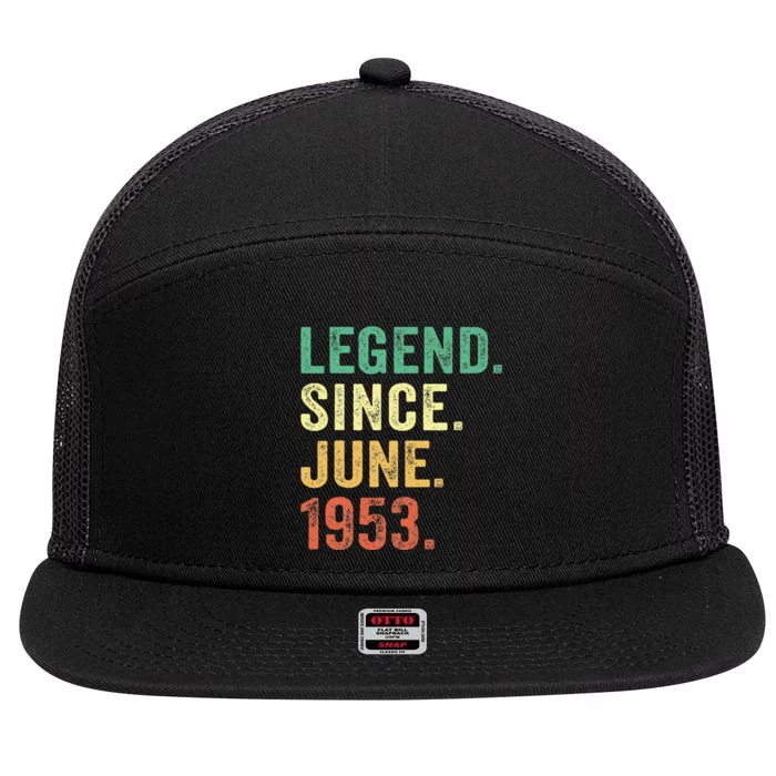 70 Years Old Gifts 70th Birthday Legend Since June 1953 7 Panel Mesh Trucker Snapback Hat