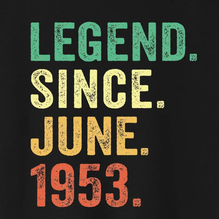 70 Years Old Gifts 70th Birthday Legend Since June 1953 Women's Crop Top Tee