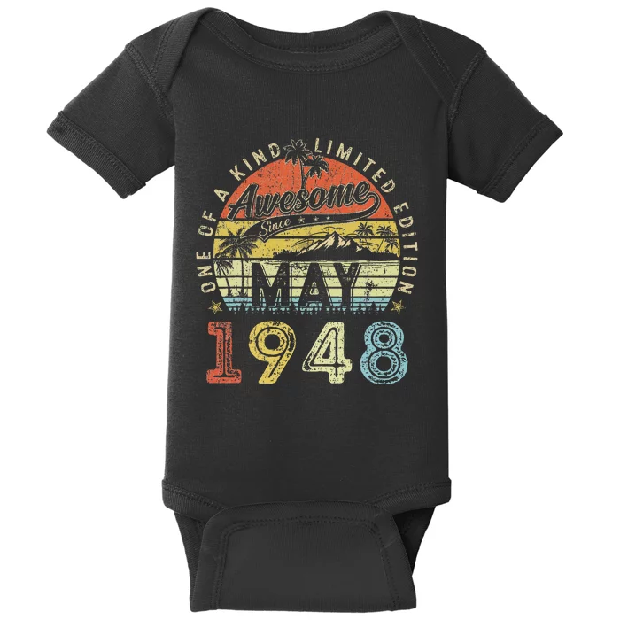 75 Year Old Awesome Since May 1948 75th Birthday Baby Bodysuit