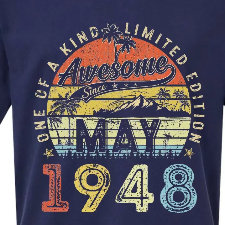 75 Year Old Awesome Since May 1948 75th Birthday Sueded Cloud Jersey T-Shirt