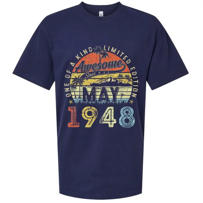 75 Year Old Awesome Since May 1948 75th Birthday Sueded Cloud Jersey T-Shirt