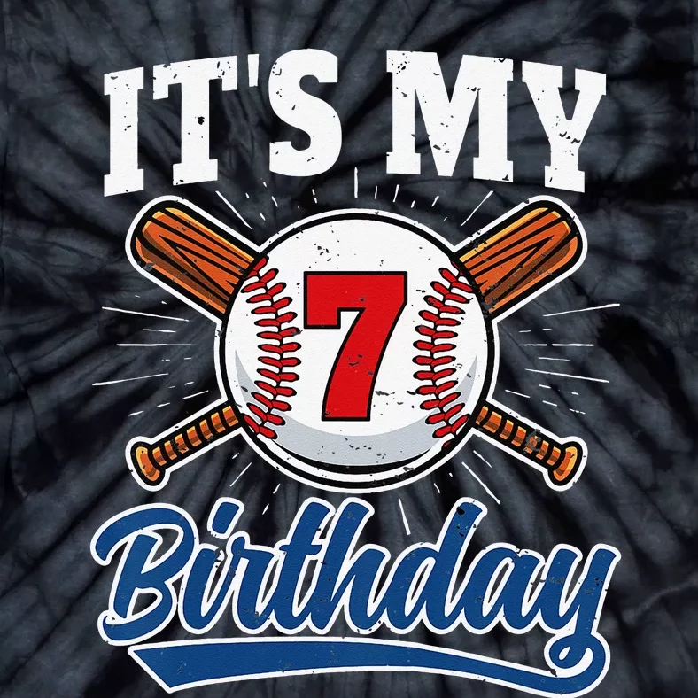 7 Years Old Baseball Player 7th Birthday Party Tie-Dye T-Shirt