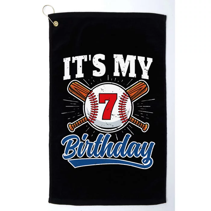 7 Years Old Baseball Player 7th Birthday Party Platinum Collection Golf Towel