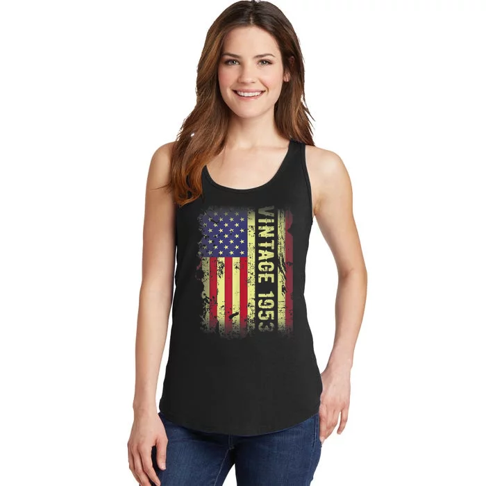 70 Year Old Gifts Vintage 1953 American Flag 70th Birthday Ladies Essential Tank