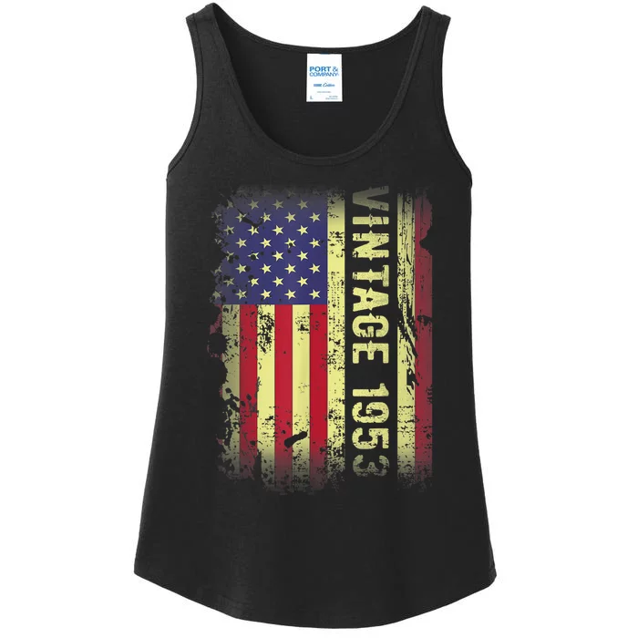 70 Year Old Gifts Vintage 1953 American Flag 70th Birthday Ladies Essential Tank