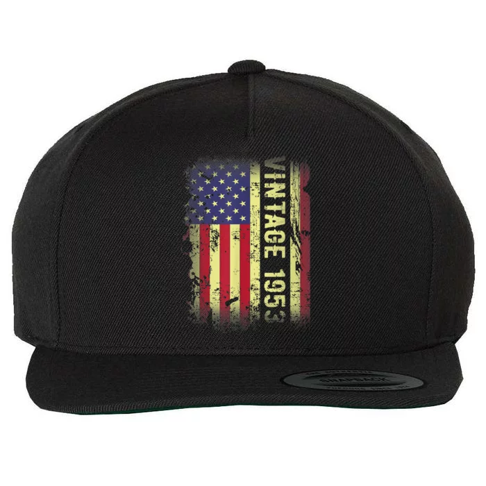 70 Year Old Gifts Vintage 1953 American Flag 70th Birthday Wool Snapback Cap