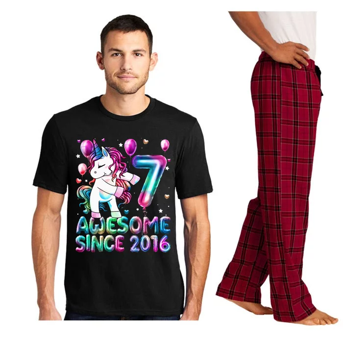 7 Years Old Unicorn Flossing 7th Birthday Girl Unicorn Party Pajama Set