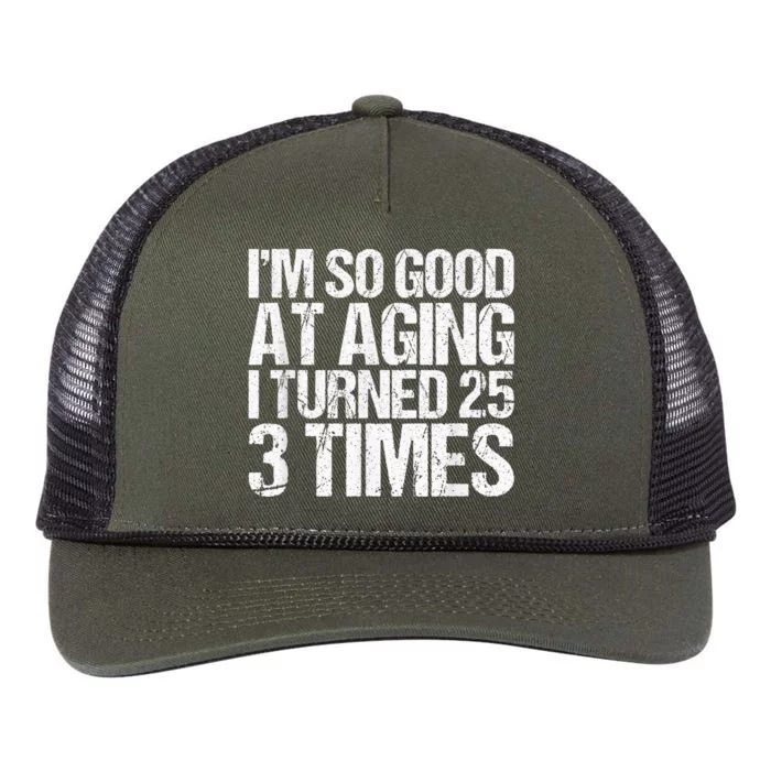 75 Years Old 1945 B Day Gift Funny 75th Birthday Present Retro Rope Trucker Hat Cap