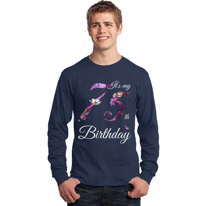 75 Year Old Shirt Floral 1948 It's My 75th Birthday Present Gift Tall Long Sleeve T-Shirt