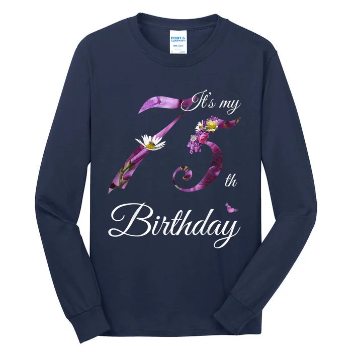 75 Year Old Shirt Floral 1948 It's My 75th Birthday Present Gift Tall Long Sleeve T-Shirt