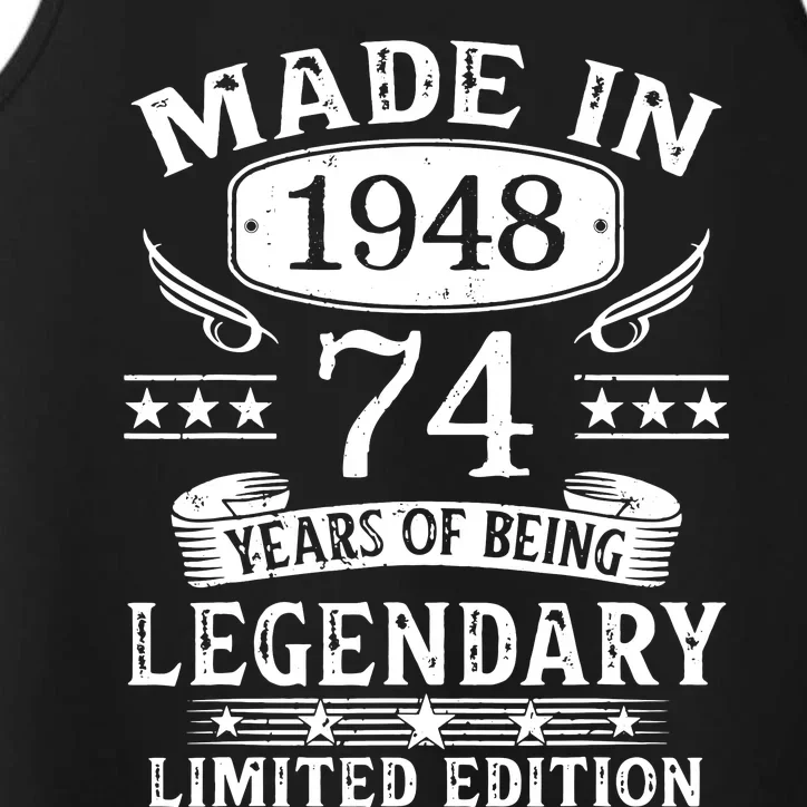 74 Years Old Made In 1948 Shirt 74th Birthday Gift Performance Tank