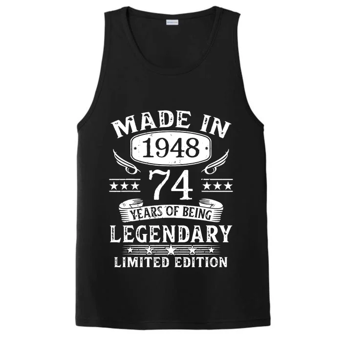 74 Years Old Made In 1948 Shirt 74th Birthday Gift Performance Tank