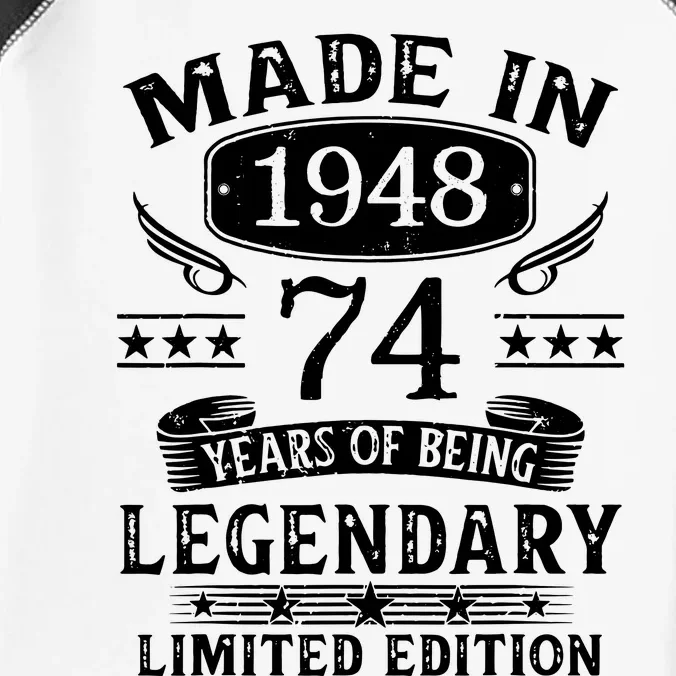 74 Years Old Made In 1948 Shirt 74th Birthday Gift Infant Baby Jersey Bodysuit