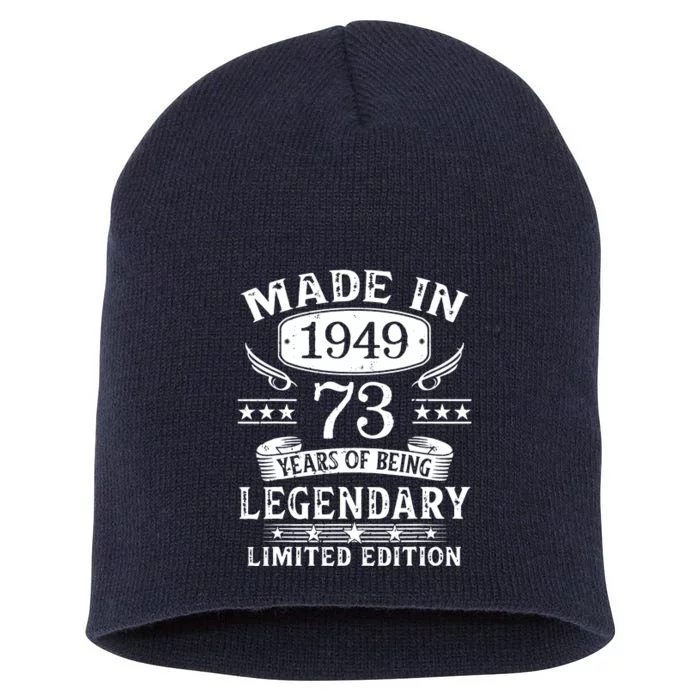 73 Years Old Made In 1949 Shirt 73rd Birthday Gift Short Acrylic Beanie