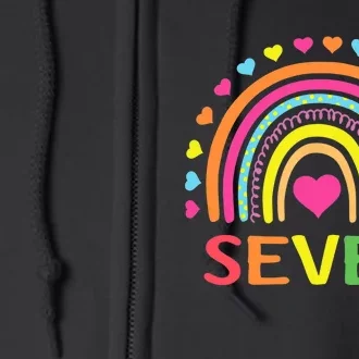 7 Years Old Rainbow 7th Birthday Gift For Girl Boy Full Zip Hoodie