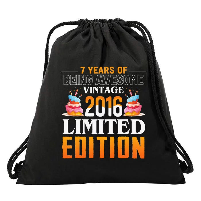 7 Years Old Vintage 2016 Birthday Gifts 7th Birthday Gifts Drawstring Bag