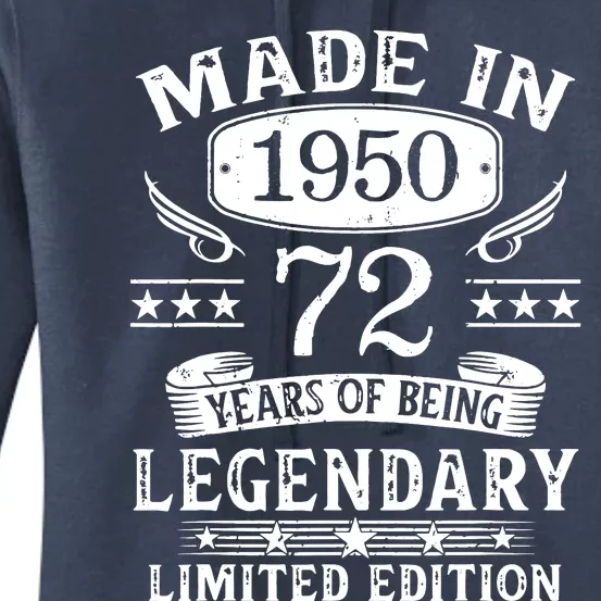 72 Years Old Made In 1950 Shirt 72nd Birthday Gift Women's Pullover Hoodie