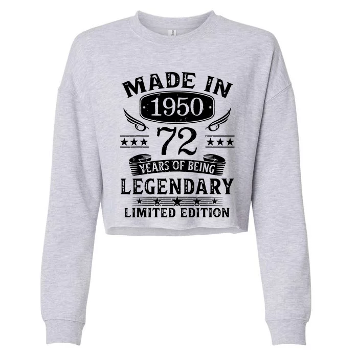 72 Years Old Made In 1950 Shirt 72nd Birthday Gift Cropped Pullover Crew