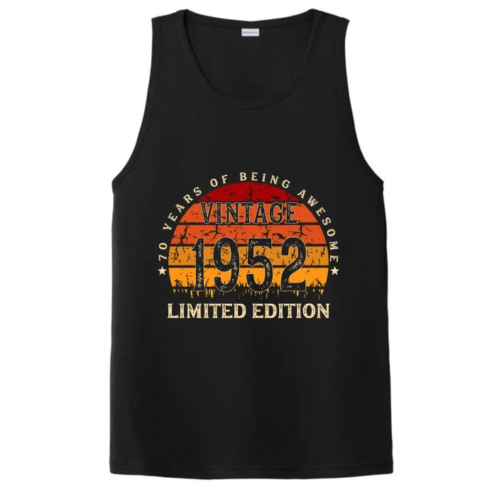 70 Year Old Gifts Retro Vintage 1952 Limited Edition 70th Birthday Performance Tank