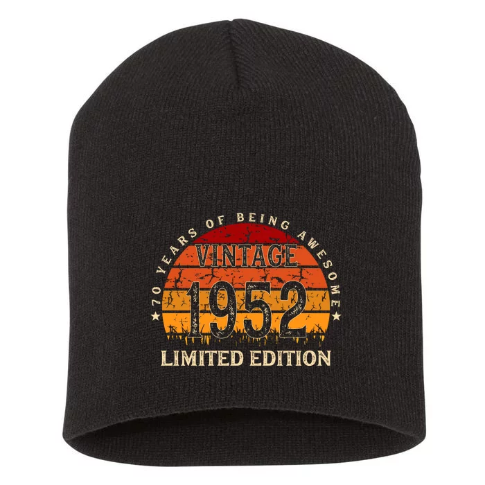 70 Year Old Gifts Retro Vintage 1952 Limited Edition 70th Birthday Short Acrylic Beanie