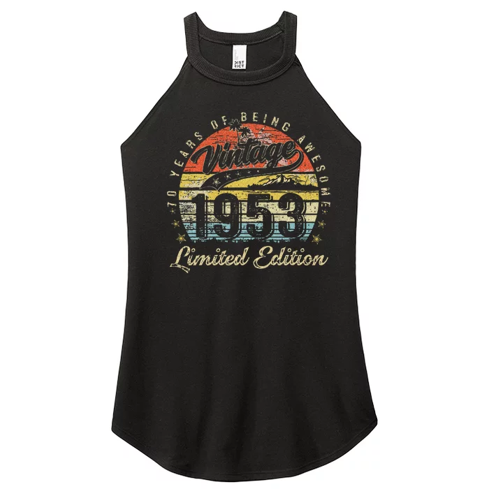 70 Year Old Gifts Vintage 1953 Limited Edition 70th Birthday Women’s Perfect Tri Rocker Tank