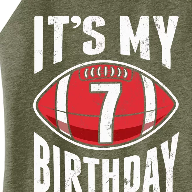 7 Years Old American Football 7th Birthday Boy Retro Style Women’s Perfect Tri Rocker Tank