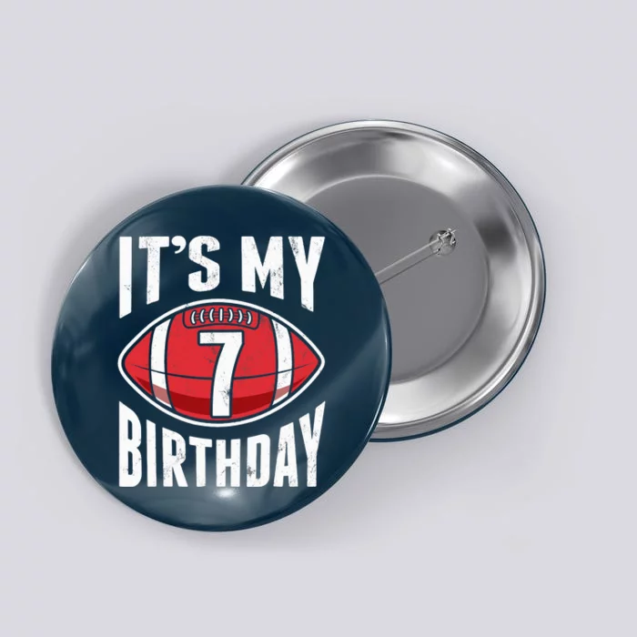 7 Years Old American Football 7th Birthday Boy Retro Style Button