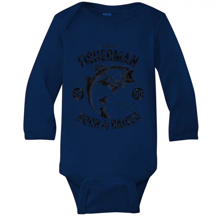 73 Year Old Fisherman Fishing 1950 73rd Birthday Funny Baby Long Sleeve Bodysuit