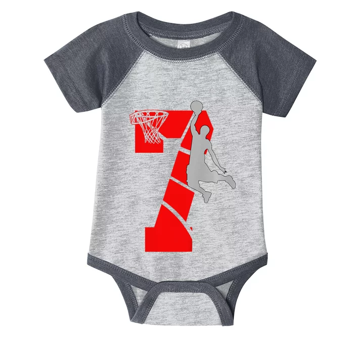 7 Year Old 7th Basketball Birthday Partytheme Infant Baby Jersey Bodysuit