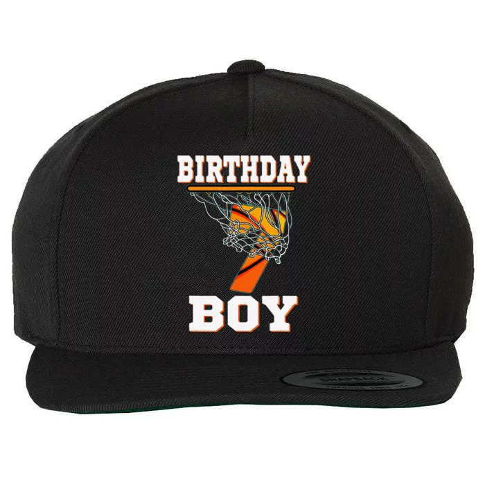 7 Years Old Basketball Boy 7th Birthday Party Celebration Wool Snapback Cap