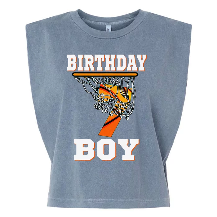 7 Years Old Basketball Boy 7th Birthday Party Celebration Garment-Dyed Women's Muscle Tee