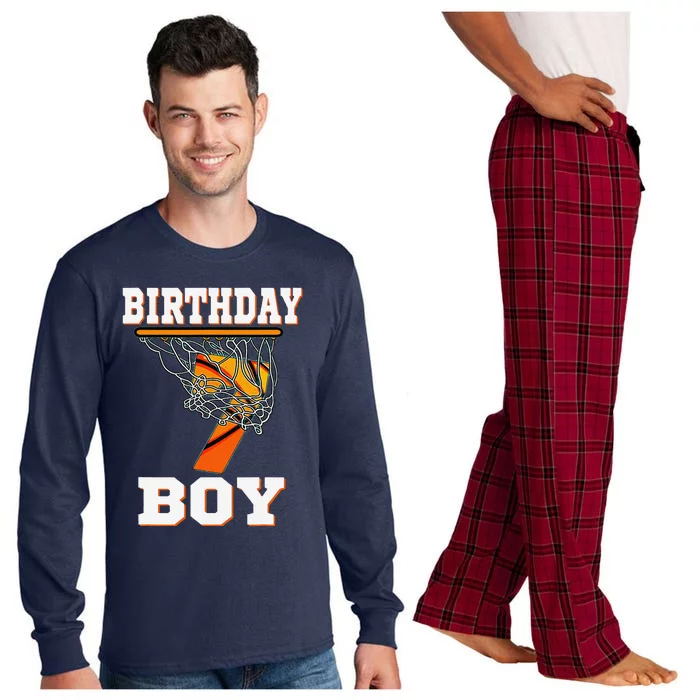 7 Years Old Basketball Boy 7th Birthday Party Celebration Long Sleeve Pajama Set