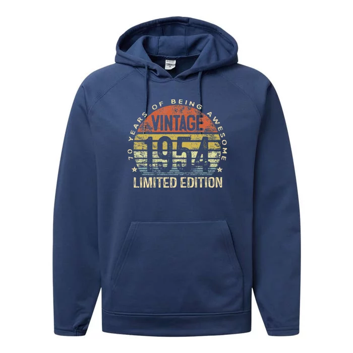 70 Year Old Gifts Vintage 1954 Limited Edition 70th Birthday Performance Fleece Hoodie