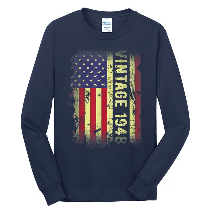 75 Year Old Gifts Vintage 1948 American Flag 75th Birthday Present Tall Long Sleeve T-Shirt